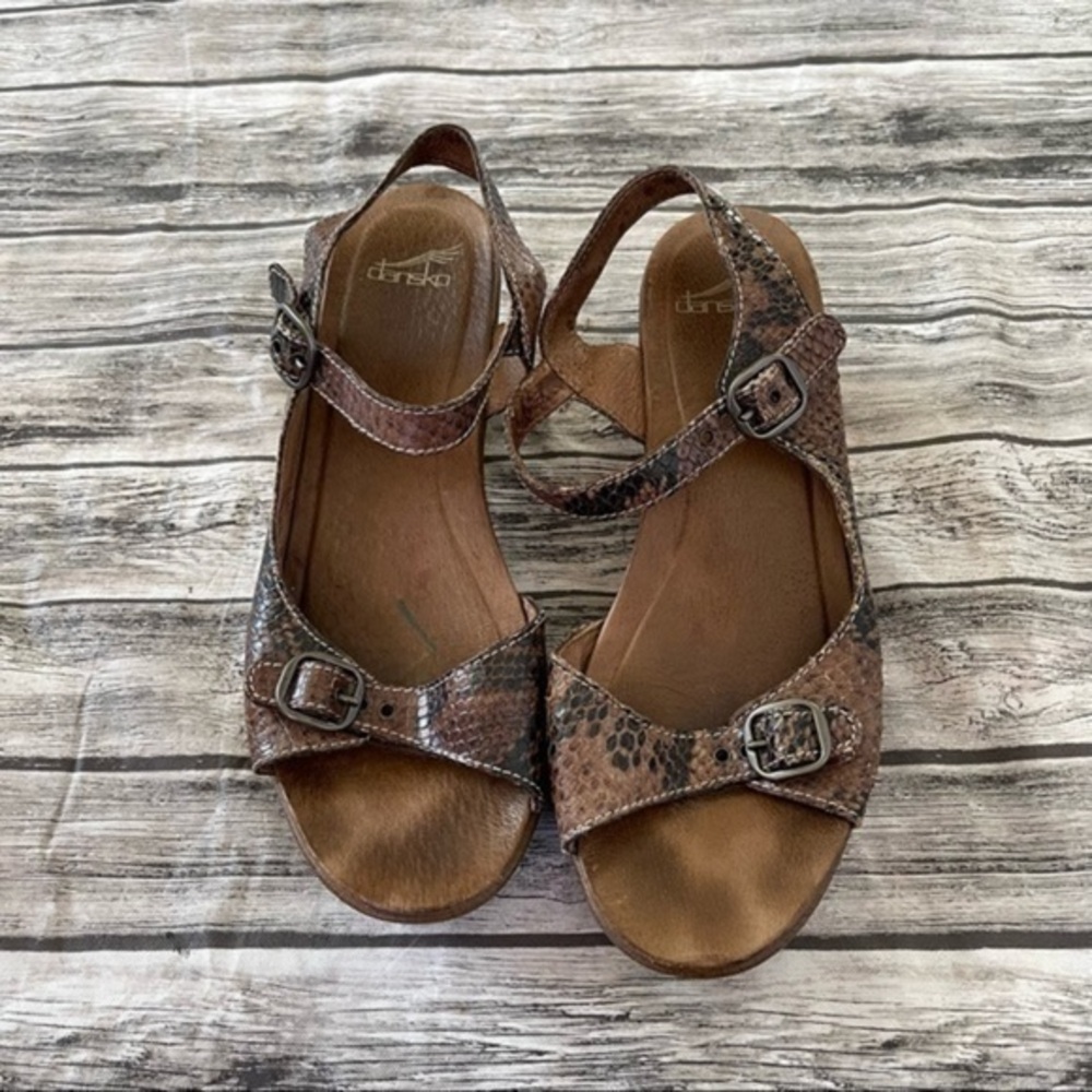 Dansko Leather Reptile Snakeskin Joanie Sandals